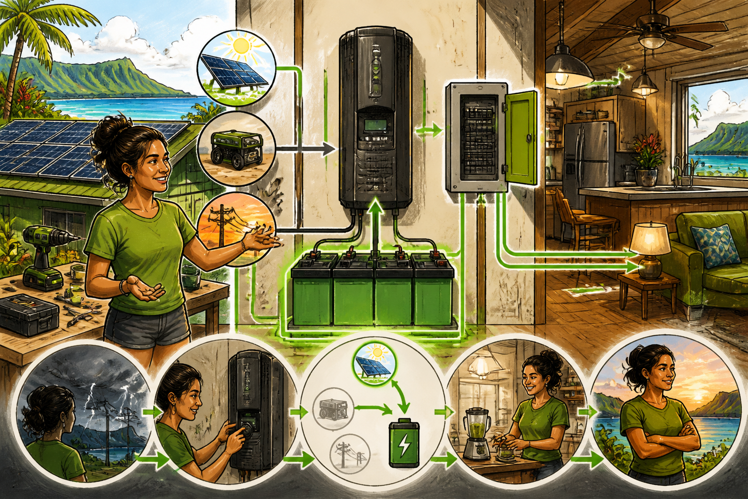 Concept illustration for MidNite Solar Rosie 7048 Inverter