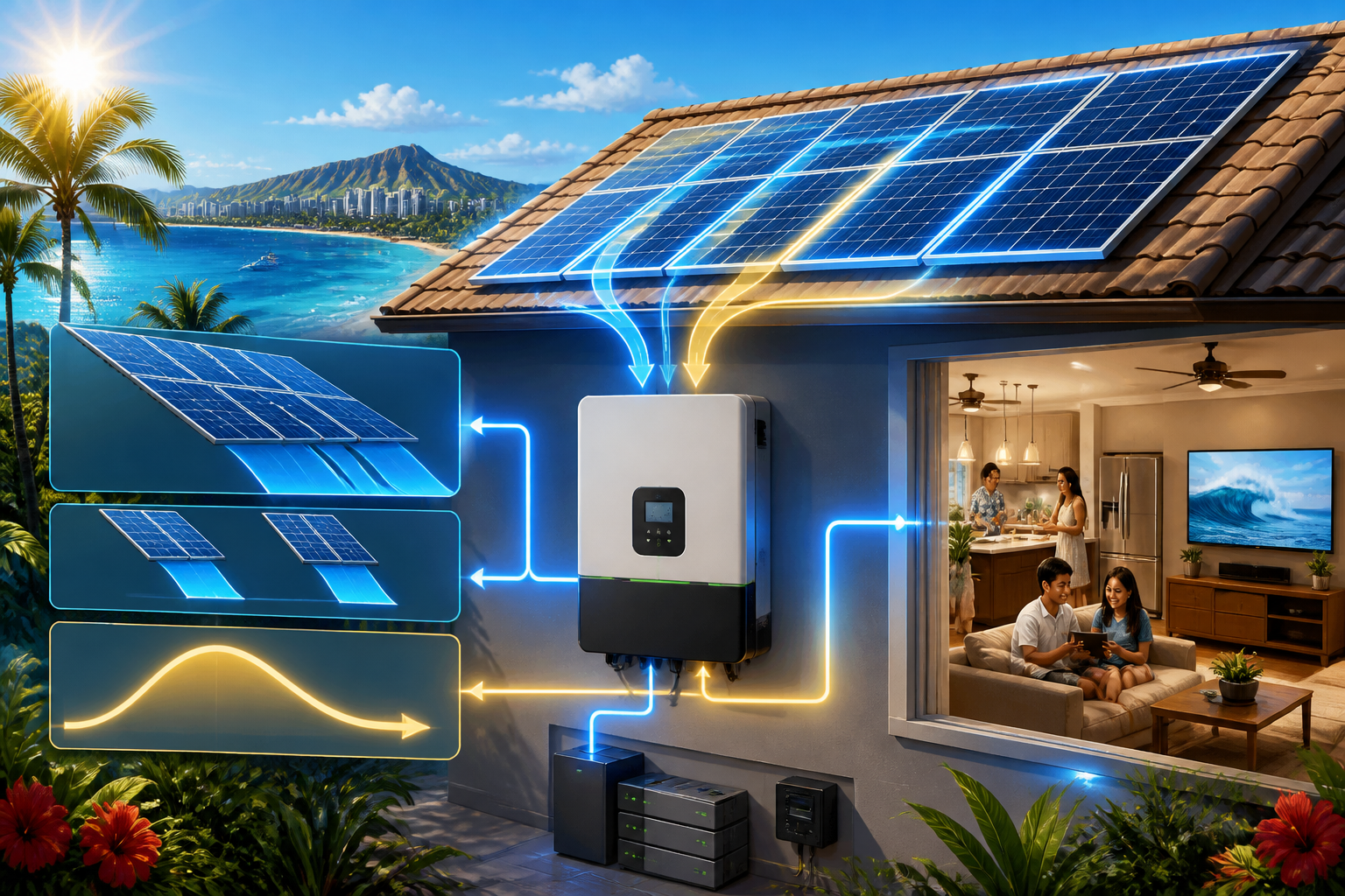 Concept illustration for EG4 Electronics EG4 12kPV All-In-One Hybrid Inverter