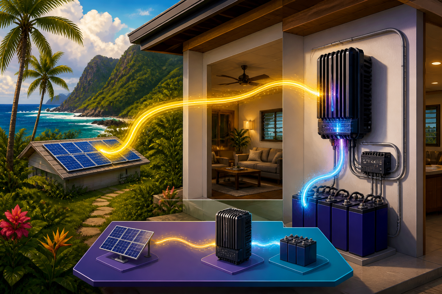 Concept illustration for MidNite Solar Hawke's Bay MPPT Charge Controller Platform