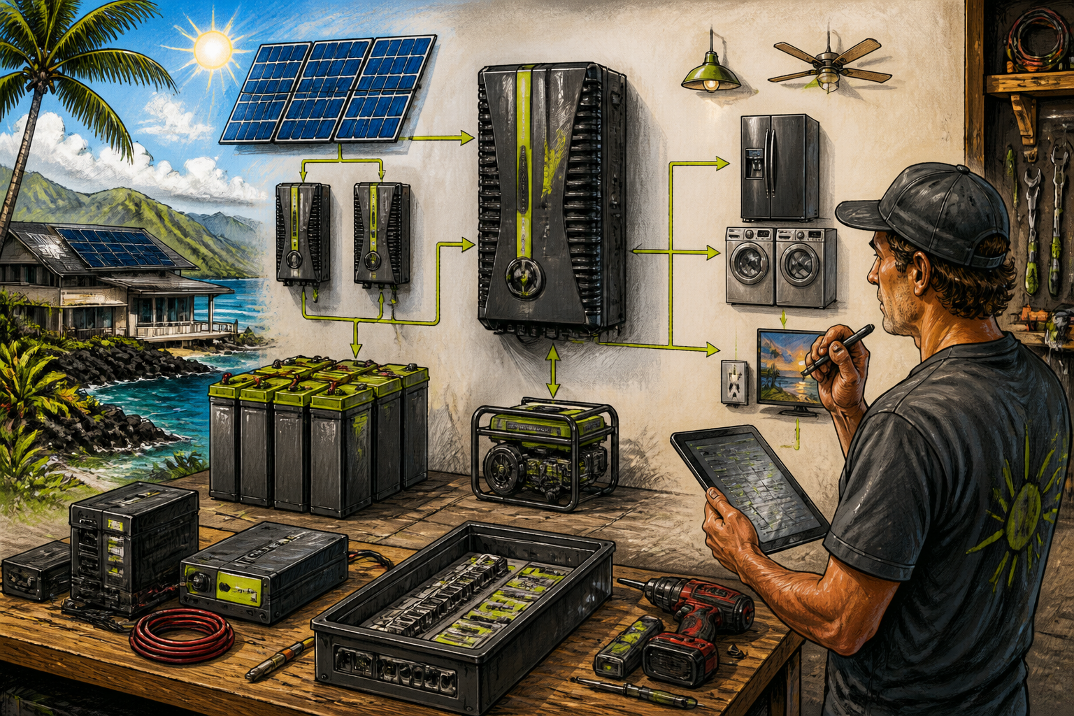 Concept illustration for MidNite Solar Rosie 7048 Inverter