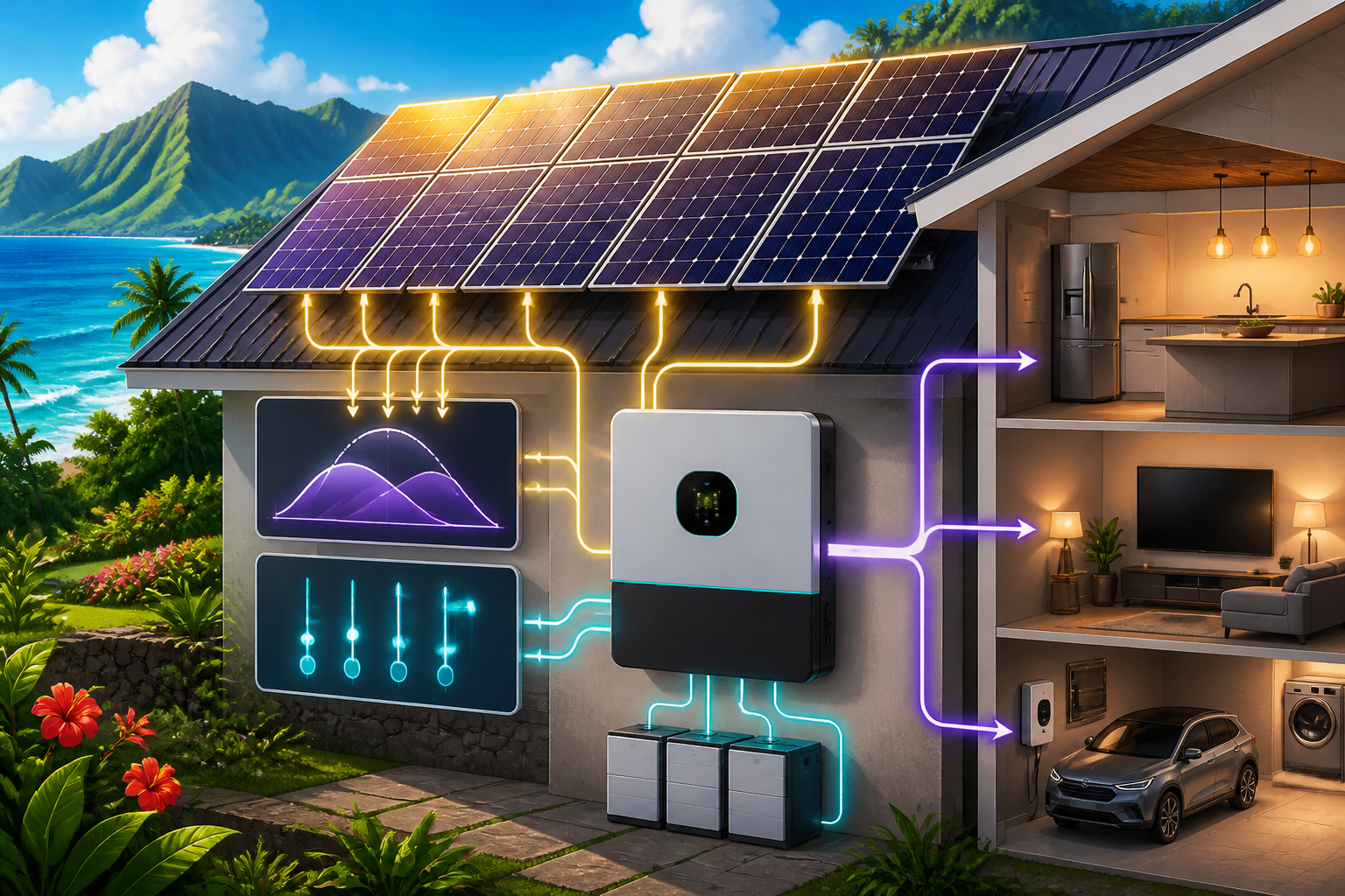 Concept illustration for EG4 Electronics EG4 18kPV-12LV All-In-One Hybrid Inverter