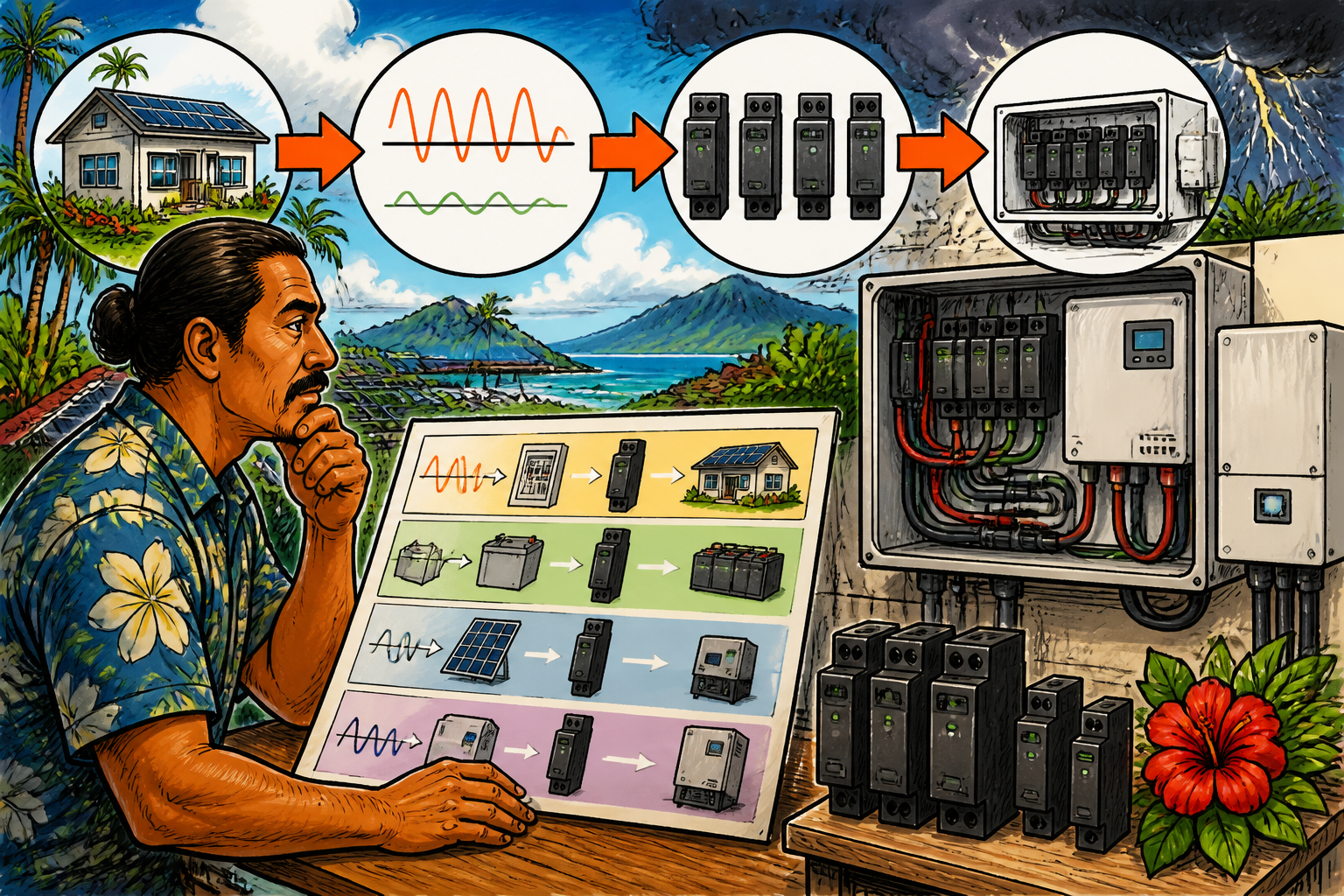 Concept illustration for MidNite Solar MNSPD Lightning Arresters and Surge Protection Devices